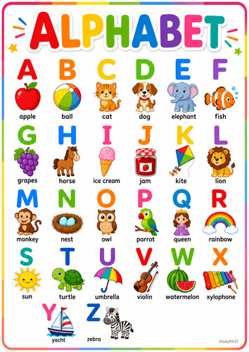 Laminated alphabet poster - a4,