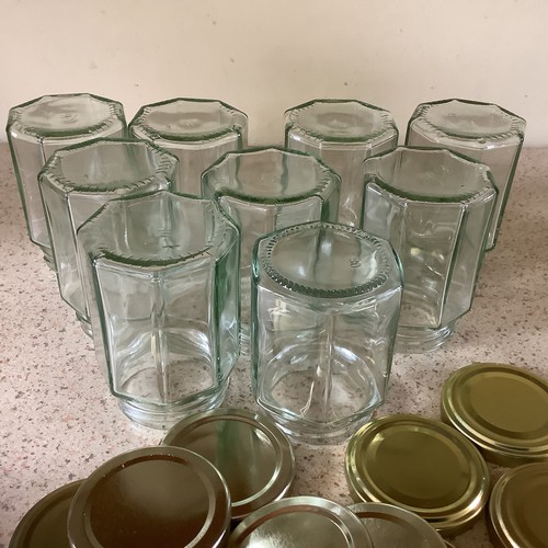 New jam jars glass hexagonal - new,