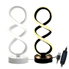 LED Spiral Bedside Table Lamp Dimmable Modern Nightstand Desk Lamp Touch Control