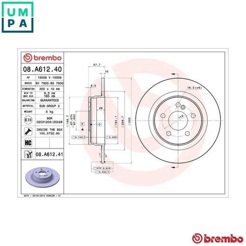 Brake disc a612 41 - brake, 08.a612.41