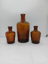 3 Old Brown Glass Poison Lysol Bottles