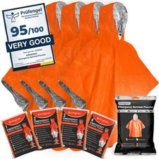 Emergency Survival Poncho (4pc) Reversible Thermal Mylar Foil Blanket Waterproof