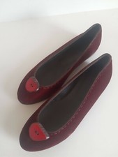 HENRY CUIR  Burgundy VELVET  FLAT SHOES size 36.5