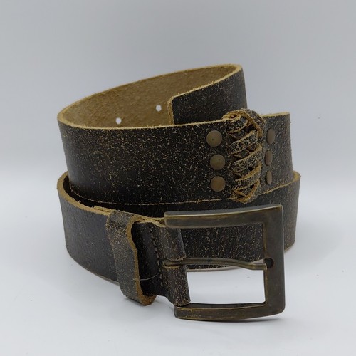 Distressed brown leather belt - brown,