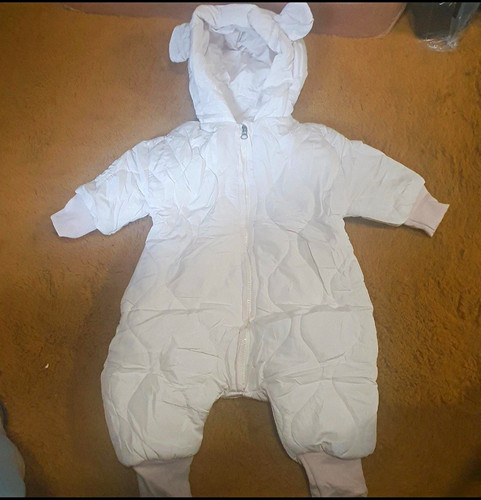 White hooded lined baby - white,