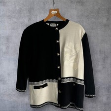Grazia made in Italy Black & White Merino wool Blend cardigan size S/M