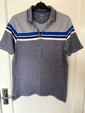 Mens "James Pringle" Grey/Blue/White" short sleeved polo shirt, Large.