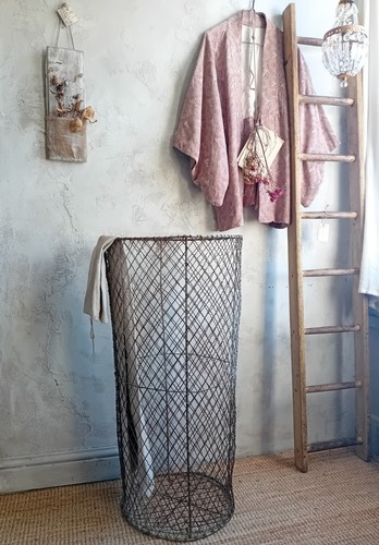 Large vintage tall wire basket - vintage,