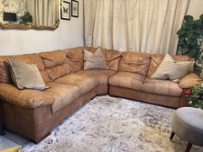 Large Tan Leather Corner Sofa