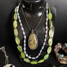Selection Of Semi Precious Gemstone And Shell Jewellery Necklaces Bracelet Etc