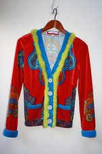 Voyage Passion 1990s Designer Velvet Cardigan, Kate Moss Etc, L, UK 12