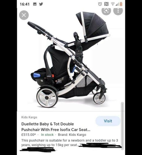 Kidz kargo double pram blue - kargo,