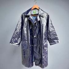 Vintage Yarmouth Oilskins PVC Raincoat Made in England Navy Double-Breasted 1963