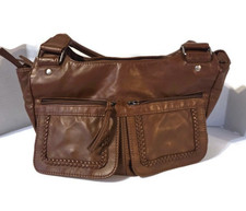 Bueno Soft Leather Purse Handbag Lots Of Pockets Brown