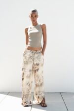 ZARA MARBLE METALLIC TIE DYE SILKY WIDE LEG PJ STYLE PALAZZO TROUSERS TRINNY S