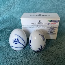 Royal Copenhagen Egg Salt & Pepper Shakers Blue Fluted Mega Porcelain Denmark