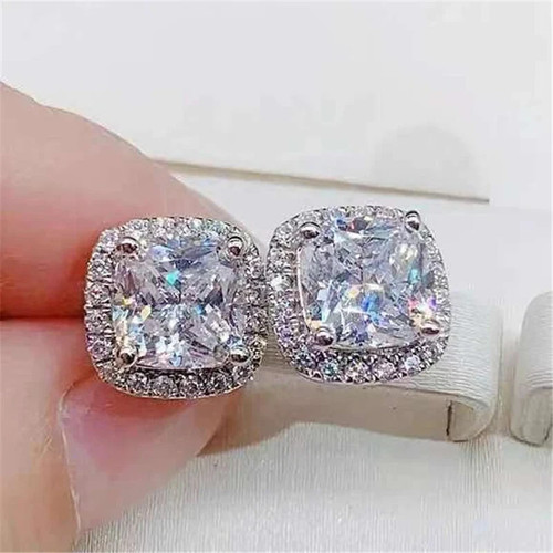 Earrings square stud large - earrings,