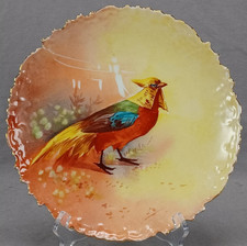 B&H Limoges Hand Painted Golden Pheasant & Gold 9 3/4 Inch Plate C. 1890s