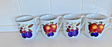 4 x Royal Worcester Evesham Fine china Mugs Pear & Damson / Plums gilt rims
