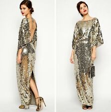 ASOS "RED CARPET" Premium GOLD All Over Sequin Kimono Maxi Dress - UK size 14