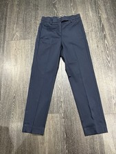 Ladies M&S Chino Trousers Mia Slim Ankle Slit Size 6/26 Dark Navy 70% Cotton NEW