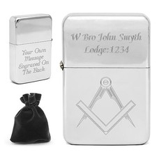 Masonic Petrol Lighter Engraved Name & Message - Optional G W Bro & Lodge Number