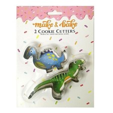 Dinosaur Cookie Cutter 2 Cutters Biscuit Dough Pastry Shape Stainless Steel UK