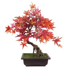 Artificial Bonsai Tree Red Maple Bonsai 50cm Leaf Design Trees Realistic Plant