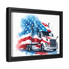  Patriotic Truck Framed Canvas