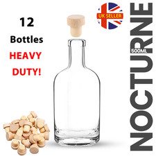 12 Glass Bottles T Cork 500ml WATER Liquor Juice Vodka Gin Whisky Storage Noctur