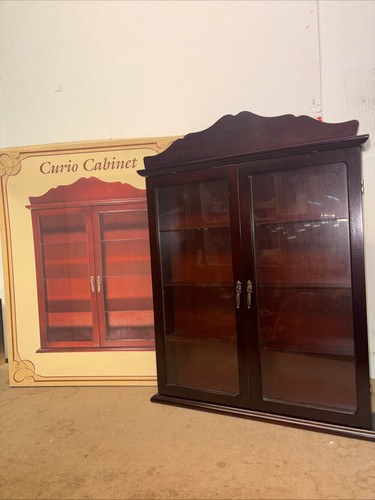 Vintage wooden curio cabinet - vintage,