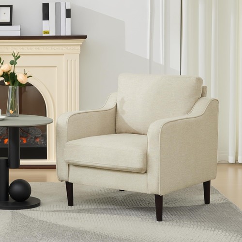 Linen upholstered accent chair - linen,