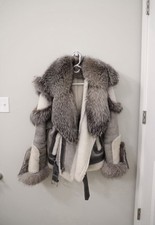 DLNYC Real Fur Trim Belted