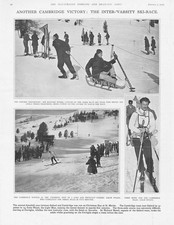 SKI-ING The Inter Varsity Race at St Moritz Vintage Print 1929