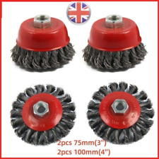 4Pcs Twist Knot Semi Flat Wire Wheel Cup Brush Set For Angle Grinder M14 New UK