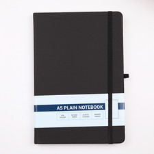 A5 Notebook Plain Blank Pages Hardback Notepad Notes Journal Premium PU Leather