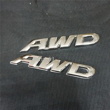 2x Silver Big Chrome AWD Metal