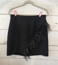Topshop Skirt Black Size 8 Feathered Accent Mini Chic Trendy Holiday