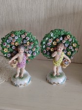2 Beautiful Sampson Chelsea Porcelain Figures Gold Anchor Mark Late 19th Century
