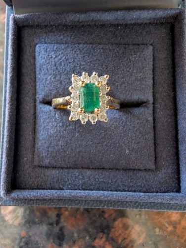 18ct gold emerald diamond - gold, &