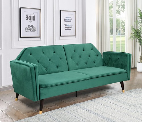 Plush velvet tufted sofa - plush, bed