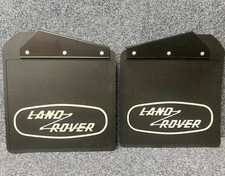 PAIR GENUINE HERITAGE DEFENDER 90 / 110 FRONT LEFT/RIGHT HAND MUDFLAP White Logo