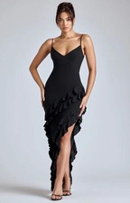 Oh Polly Womens Black Maxi Dress V-Neck RRP £80