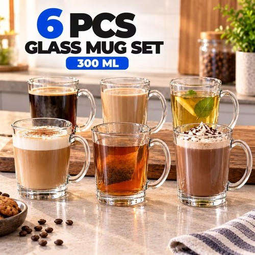 6pc 300ml glass - 300ml, clear