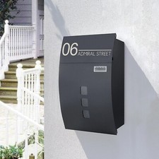 Personalised Curved Letter Box Lockable Wall Mounted Post Box Outdoor Mailbox