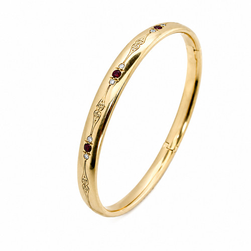 Gold ruby diamond - ruby, bangle