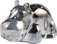 Movdyka Crystal Grey Hippopotamus 2.8 in Figurines Gifts for Women, Glass Hippo 