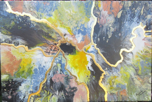 Hand painted abstract fluid - painted,