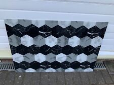 Marble effect splashback. 680mm high. 1000cm wide. 6mm thick glass Gloss finish.