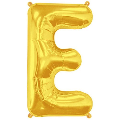 Gold giant letter e - gold, helium